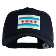 Chicago Flag Patched 5 Panel Pet Spun Mesh Cap - Navy OSFM