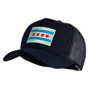 Chicago Flag Patched 5 Panel Pet Spun Mesh Cap - Navy OSFM