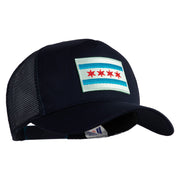 Chicago Flag Patched 5 Panel Pet Spun Mesh Cap - Navy OSFM