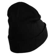 Pastel Rose Bud Cluster Iron on Patched 12 Inch Long Knitted Beanie - Black OSFM