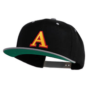 3D Puff Letter A Patched Classic Snapback Wool Blend 2 Tone Cap - Black-Silver OSFM