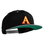 3D Puff Letter A Patched Classic Snapback Wool Blend 2 Tone Cap - Black-Silver OSFM