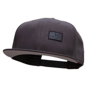 Small Black Patriotic American Flag Superior Cotton Twill Flat Bill Snapback Prostyle Cap - Charcoal OSFM