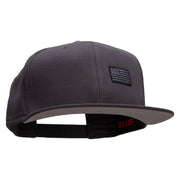 Small Black Patriotic American Flag Superior Cotton Twill Flat Bill Snapback Prostyle Cap - Charcoal OSFM