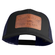 Scuba Hair Don't Care Faux Leather Patched Mesh Trucker Cap - Black Navy OSFM