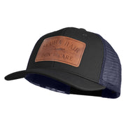 Scuba Hair Don't Care Faux Leather Patched Mesh Trucker Cap - Black Navy OSFM