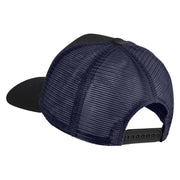 Scuba Hair Don't Care Faux Leather Patched Mesh Trucker Cap - Black Navy OSFM