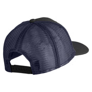 Scuba Hair Don't Care Faux Leather Patched Mesh Trucker Cap - Black Navy OSFM