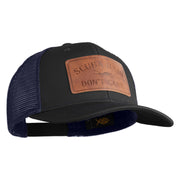 Scuba Hair Don't Care Faux Leather Patched Mesh Trucker Cap - Black Navy OSFM
