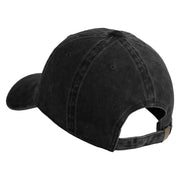 Four Leaf Clover Patched Washed Solid Pigment Dyed Cotton Twill Brass Buckle Cap - Black OSFM