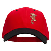 Monkey Animal Patched Two Tone Cotton Twill Low Profile Strap Cap - Black-Red OSFM