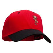 Monkey Animal Patched Two Tone Cotton Twill Low Profile Strap Cap - Black-Red OSFM