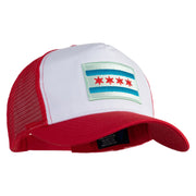 Chicago Flag Patched 5 Panel Pet Spun Mesh Cap - White-Red OSFM