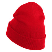 Pastel Rose Bud Cluster Iron on Patched 12 Inch Long Knitted Beanie - Red OSFM