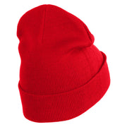 Pastel Rose Bud Cluster Iron on Patched 12 Inch Long Knitted Beanie - Red OSFM
