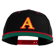 3D Puff Letter A Patched Classic Snapback Wool Blend 2 Tone Cap - Black-Red OSFM