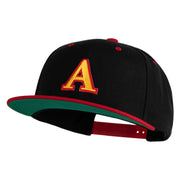 3D Puff Letter A Patched Classic Snapback Wool Blend 2 Tone Cap - Black-Red OSFM