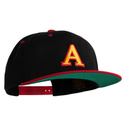 3D Puff Letter A Patched Classic Snapback Wool Blend 2 Tone Cap - Black-Red OSFM