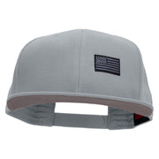 Small Black Patriotic American Flag Superior Cotton Twill Flat Bill Snapback Prostyle Cap - Grey OSFM