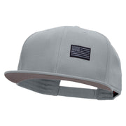 Small Black Patriotic American Flag Superior Cotton Twill Flat Bill Snapback Prostyle Cap - Grey OSFM