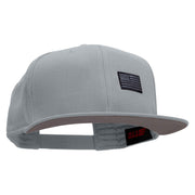 Small Black Patriotic American Flag Superior Cotton Twill Flat Bill Snapback Prostyle Cap - Grey OSFM