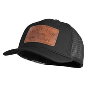 Scuba Hair Don't Care Faux Leather Patched Mesh Trucker Cap - Black Black OSFM