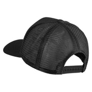 Scuba Hair Don't Care Faux Leather Patched Mesh Trucker Cap - Black Black OSFM