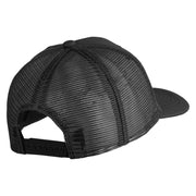 Scuba Hair Don't Care Faux Leather Patched Mesh Trucker Cap - Black Black OSFM