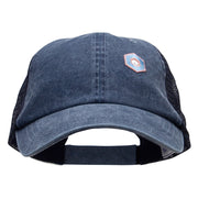 Hexagon with Mirror Center Patched Pigment Dyed Wash Caps - Navy-Navy OSFM