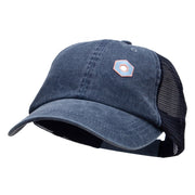 Hexagon with Mirror Center Patched Pigment Dyed Wash Caps - Navy-Navy OSFM