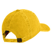Four Leaf Clover Patched Washed Solid Pigment Dyed Cotton Twill Brass Buckle Cap - Yellow OSFM
