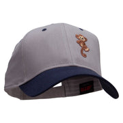 Monkey Animal Patched Two Tone Cotton Twill Low Profile Strap Cap - Navy-Grey OSFM