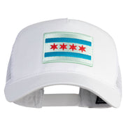 Chicago Flag Patched 5 Panel Pet Spun Mesh Cap - White OSFM