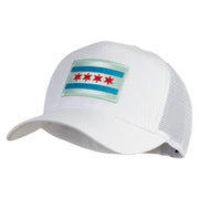 Chicago Flag Patched 5 Panel Pet Spun Mesh Cap - White OSFM