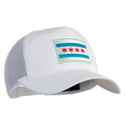 Chicago Flag Patched 5 Panel Pet Spun Mesh Cap - White OSFM