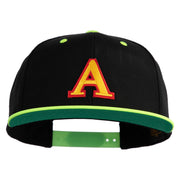 3D Puff Letter A Patched Classic Snapback Wool Blend 2 Tone Cap - Black-Yellow OSFM