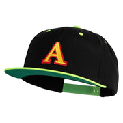 3D Puff Letter A Patched Classic Snapback Wool Blend 2 Tone Cap - Black-Yellow OSFM