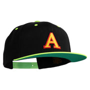 3D Puff Letter A Patched Classic Snapback Wool Blend 2 Tone Cap - Black-Yellow OSFM