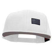 Small Black Patriotic American Flag Superior Cotton Twill Flat Bill Snapback Prostyle Cap - White OSFM