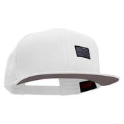 Small Black Patriotic American Flag Superior Cotton Twill Flat Bill Snapback Prostyle Cap - White OSFM