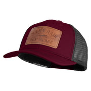 Scuba Hair Don't Care Faux Leather Patched Mesh Trucker Cap - Burgundy Black OSFM