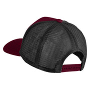 Scuba Hair Don't Care Faux Leather Patched Mesh Trucker Cap - Burgundy Black OSFM