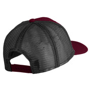 Scuba Hair Don't Care Faux Leather Patched Mesh Trucker Cap - Burgundy Black OSFM
