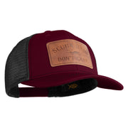 Scuba Hair Don't Care Faux Leather Patched Mesh Trucker Cap - Burgundy Black OSFM