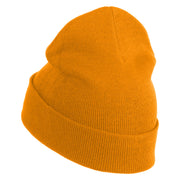 Pastel Rose Bud Cluster Iron on Patched 12 Inch Long Knitted Beanie - Yellow OSFM