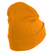 Pastel Rose Bud Cluster Iron on Patched 12 Inch Long Knitted Beanie - Yellow OSFM