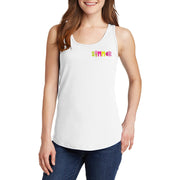 Summer Vibez Graphic Design Ladies Big Size Port & Company Core Cotton Tank Top T-Shirt - White XS