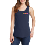 Summer Vibez Graphic Design Ladies Big Size Port & Company Core Cotton Tank Top T-Shirt - Navy XS