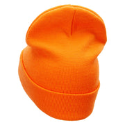 Mardi Heart Embroidered 12 Inch Long Knitted Beanie - Orange OSFM