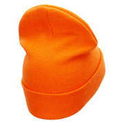 Mardi Heart Embroidered 12 Inch Long Knitted Beanie - Orange OSFM